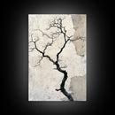 Double Exposure Wall Art - Tree or Cracks - Optical Illusion Wall Art Framed Canvas Print - Wabi Sabi Minimalist Home Decor Art