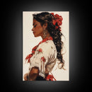 Mexican Art Canvas Print, Romantic Wall Art, Latino Art, Mexicano Wall Art, Tejano Decor, Chicano Painting Wall Art