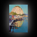 Morro Bay, Framed Canvas Print, Painting Morro Bay California, California Home Decor, Painting of Morro Bay Wall Art Canvas Print