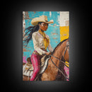 Black Cowgirl Painting Print, Rustic Modern Farmhouse, Afrocentric Wall Art, Southwestern Home Decor