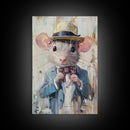 Dapper Rat Gentleman Canvas Print, Pet Rat Prints, Vintage Rat Art, Dressed Pets, Animals in Clothes, Pet in Costume Wall Art