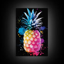 Retro Pineapple Painting Print, Framed Canvas Print, Kitchen or Dining Room Wall Art, Retro Home Decor, Pineapple Painting, Pineapple Art
