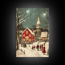 Small Town Christmas Painting Print, Christmas Village Art, Christmas Village Painting, Christmas Home Decor, Christmas Living Room Art