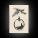 Christmas Tree Ornament Canvas Print, Retro Home Decor, Boho Christmas
