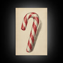 Christmas Wall Art - Candy Cane Sketch - Framed Canvas Print - Candy Cane Decor - Christmas Home Decor
