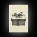 Sketch of A Christmas Gift Canvas Print - Framed Canvas - Minimalist Christmas Art - Boho Christmas Art - Rustic Christmas Art