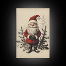 Sketch of Santa Canvas Print - Framed Canvas - Minimalist Christmas Art - Boho Christmas Art - Rustic Christmas Art