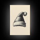 Sketch of Santa's Hat Canvas Print - Framed Canvas - Minimalist Christmas Art - Boho Christmas Art - Rustic Christmas Art