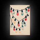 Sketch of Christmas Lights Canvas Print - Framed Canvas - Minimalist Christmas Art - Boho Christmas Art - Rustic Christmas Art