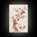 Holly Berries Canvas Print - Framed Canvas - Minimalist Christmas Art - Boho Christmas Art - Rustic Christmas Art