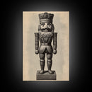 Vintage Nutcracker Canvas Print - Framed Canvas - Minimalist Christmas Art - Boho Christmas Art - Rustic Christmas Art