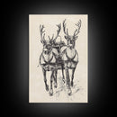 Santa's Sleigh Canvas Print - Framed Canvas - Minimalist Christmas Art - Boho Christmas Art - Rustic Christmas Art