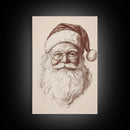 Santa Portrait Canvas Print - Framed Canvas - Minimalist Christmas Art - Boho Christmas Art - Rustic Christmas Art