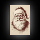 Vintage Santa Painting Canvas Print - Framed Canvas - Minimalist Christmas Art - Boho Christmas Art - Rustic Christmas Art