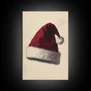 Santa's Hat Canvas Print - Framed Canvas - Minimalist Christmas Art - Boho Christmas Art - Rustic Christmas Art