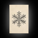 Drawing of a Snowflake Canvas Print - Framed Canvas - Minimalist Christmas Art - Boho Christmas Art - Rustic Christmas Art