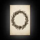 Vintage Wreath Canvas Print - Framed Canvas - Minimalist Christmas Art - Boho Christmas Art - Rustic Christmas Art
