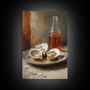 Retro Oysters Poster Canvas Print Kitchen Wall Art Oyster Kitchen Retro Food Art Coastal Seafood Bar Decor Cocktail Art
