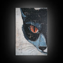 Portrait of a Black Cat, Wabi Sabi Wall Art, Cat Painting, Cat Art, Wabi Sabi Wall Art, Framed Canvas Print, Black Cat Gift