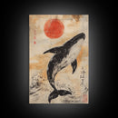 Wabi Sabi Whale Painting Print, Canvas Print, Ready To Hang Wall Art Whale Painting, Nautical Decor, Japanese Style Decor / Wall Art