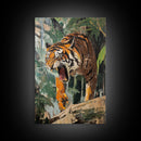Retro Tiger Painting Canvas Print, Animal Print, Wall Art Home Decor, Tiger Wall Art