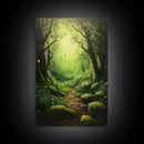 Forest At Dusk Painting Print, Spooky Art, Fantasy Art, Nature Landscape Painting Canvas Print, Landscape Decor, large wall art