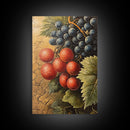 Grapes Wall Art Framed Canvas Print, Antique Fruit Still Life Oil Painting Print, Kitchen Decor, Modern Farmhouse Wall Art, Farmhouse Decor