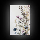 Retro Floral Decor Framed Canvas Print Modern Farmhouse Minimalist Wildflowers Painting Botanical Wall Art