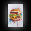 Hamburger Painting Print, Kitchen Decor, Restaurant Decor, Dining Room Art, Restaurant Wall Art, Diner Wall Art, Restaurant Owner Gift Idea