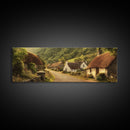 Cute Irish Village Framed Canvas Print, Ireland Painting Print, Ireland Wall Art, Irish Home Decor, Irish Painting, Panoramic Print