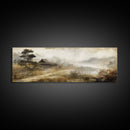 Retro Landscape Print - Landscape Painting - Wabi Sabi Panoramic Wall Art - Minimalist Home Decor - Ancient Japan Landscape Painting