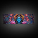 Krishna Painting Print, Ready To Hang Canvas Wall Art, Radha Krishna Art, Panoramic Art, Extra Wide Horizontal Art, Hinduism Wall Art