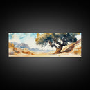 Huge Living Room Wall Art Painting of Joshua Tree, Framed Canvas Print, Oversized Horizontal Panoramic Art, Desert Painting