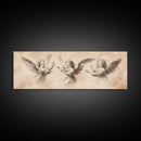 Painting of 3 Angels Canvas Print, Guardian Angels Wall Art, Angel Sketch, Angel Painting, Angelic Home Decor, Extra Wide Wall Art