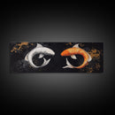 Koi Fish Infinite Sign Framed Canvas Print Ready To Hang, Wabi Sabi Home Decor, Panoramic Extra Wide Art, 20 x 60 Wall Art