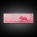 Preppy Pink Elephant Framed Canvas Print Ready To Hang Panoramic Wall Art Girl's Dorm Room Wall Art Ready To Hang