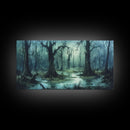 Victorian Swamp Painting Canvas print, Dark and Moody Victorian Gothic Wall Art, Mood Setting Living Room Wall Art, Dark Academia Art