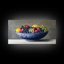 Still Life Oil Painting Print of Fruit in a Bowl, Framed Canvas Print, Victorian Oil Painting Still Life, Kitchen Wall Art, Kitchen Decor