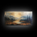 Foggy Mountain Forest Landscape Print, Ready To Hang - Large Panoramic Canvas Wall Art With Frame - Landscape Oil Painting For Living Room