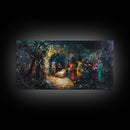Modern Abstract Oil Painting Print of Nativity - Framed Canvas Print - Christrmas Art - Christian Wall Art - Christmas Home Decor