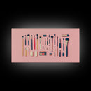 Makeup Brushes Framed Canvas Print - Makeup Wall Art - Preppy Dorm Room Decor