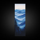 Blue Misty Mountains Framed Canvas Print Calming Nature Landscape Art, Smoky Mountain Art, Blue and Green Wall Art, Minimalist Decor, Bedroom Art
