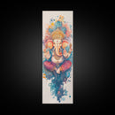 Ganesh wall art spiritual framed canvas print, Hindu god art, vibrant festival decor, meditation room art, sacred Indian home decor