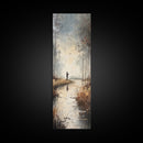 Fisherman painting peaceful landscape framed canvas print, autumn outdoor wall art, rustic decor, nature lovers gift, tranquil scene decor