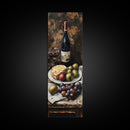 Framed Canvas Print Wine Cheese Fruit Kitchen Painting Rustic Wall Art Farmhouse Decor Food Review Kitchen Art