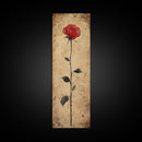 Framed Canvas Print of Elegant Red Rose, Botanical Art, Rustic Wall Art, Gift Idea, Minimalist Nature Art, Above Bed Wall Art
