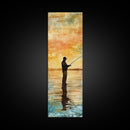 Framed Canvas Print Fishing Silhouette Art Above Sofa Art Southwest Wall Art Gift Idea Living Room Art Nature Lover's Unique Home Decor
