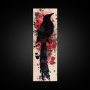 Framed Canvas Print Rustic Bird Art Southwest Style Raven Painting Tall Narrow Art Statement Piece Bedroom Art Halloween Fall Decor