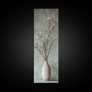 Framed Canvas Print Tall Skinny Art with Rustic Wildflower Painting, Botanical Wall Art, Wabi Sabi Art, Living Room Decor, Gift Idea Her