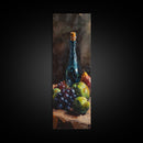 Restaurant Wall Art Still Life Oil Painting Print, Wine Bottle Painting, Tall Narrow Wall Art, Skinny Tall Art, Kitchen Decor, Wine Cellar Art